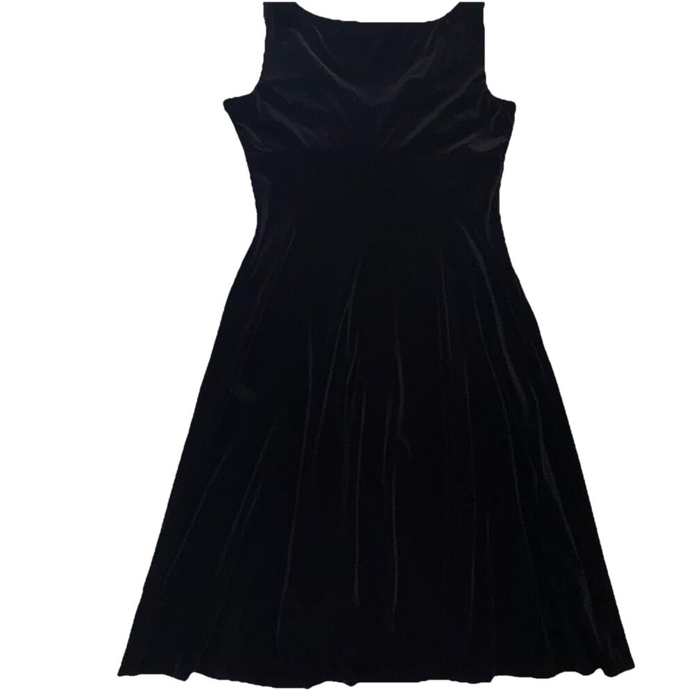 VNTG Evan Picone Black Velvet Dress 16 Sleeveless Midi Whimsygoth Romantic 90s - Picture 7 of 10